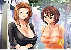 Hentai sex game threesome with 2 busty girls