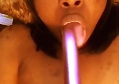 Playing and Drilling My Ebony Pussy