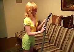 Russian girl masturbate by vacuum cleaner