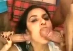 Indian porn star is fucking furiously in a gangbang