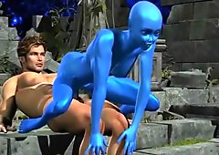 Human Fucking 3D Blue Alien Girl!