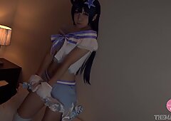 Gaya hentai permainan watak "_cum with me"_ bangsa jepun idol cosplayer gets creampied in gaya dari belakang - intro